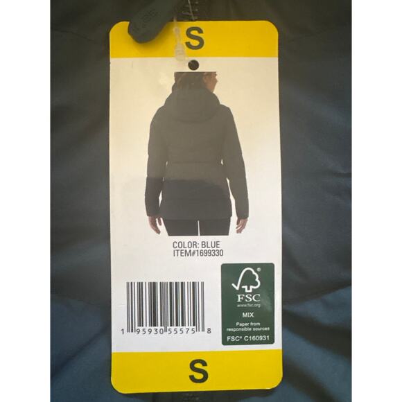 32 Degrees Heat Womens Blue Hooded 4-Way Stretch Puffer Winter Jacket Small - Picture 6 of 6